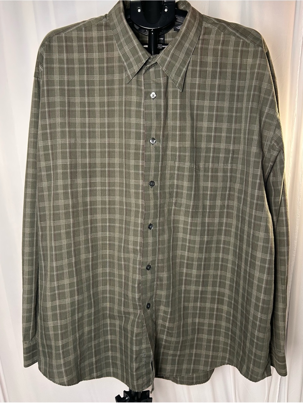 Arrow Olive Green Plaid Button-Down Shirt